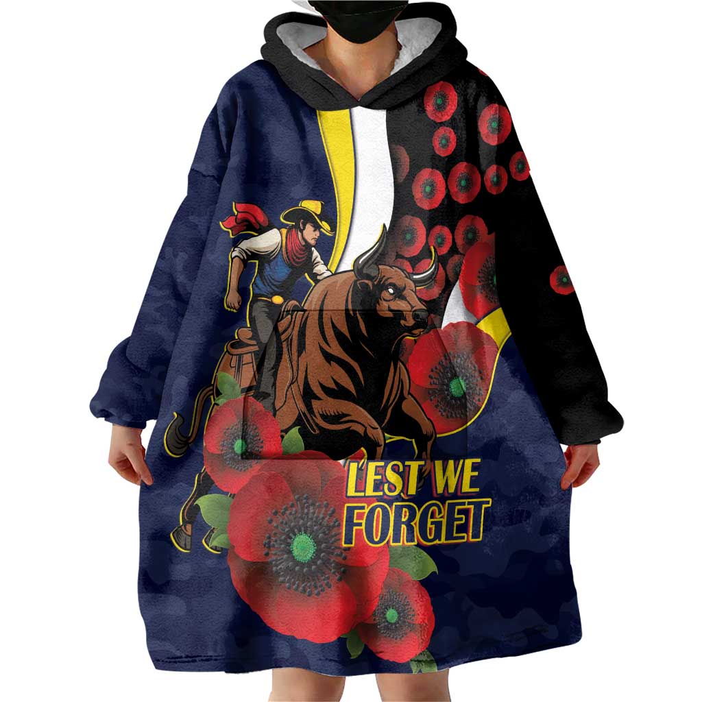 North Queensland Cowboys ANZAC Personalised Wearable Blanket Hoodie Lest We Forget Poppy Camo