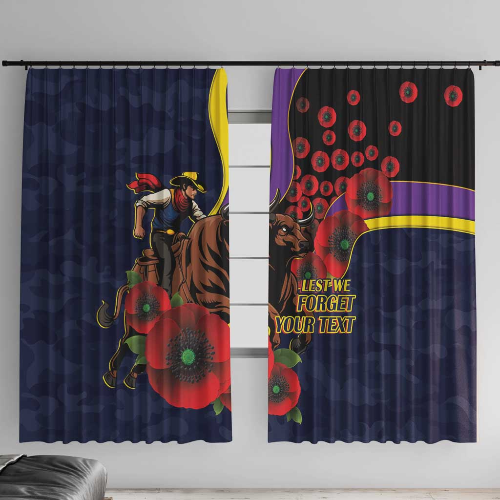 North Queensland Cowboys ANZAC Personalised Window Curtain Lest We Forget Poppy Camo