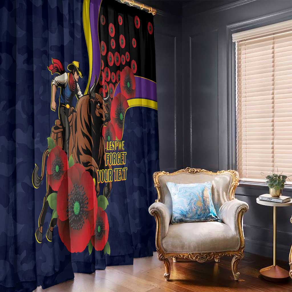 North Queensland Cowboys ANZAC Personalised Window Curtain Lest We Forget Poppy Camo