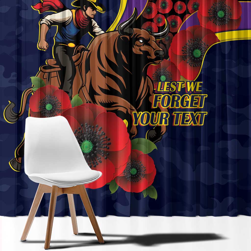 North Queensland Cowboys ANZAC Personalised Window Curtain Lest We Forget Poppy Camo