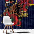 North Queensland Cowboys ANZAC Personalised Window Curtain Lest We Forget Poppy Camo