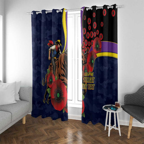 North Queensland Cowboys ANZAC Personalised Window Curtain Lest We Forget Poppy Camo