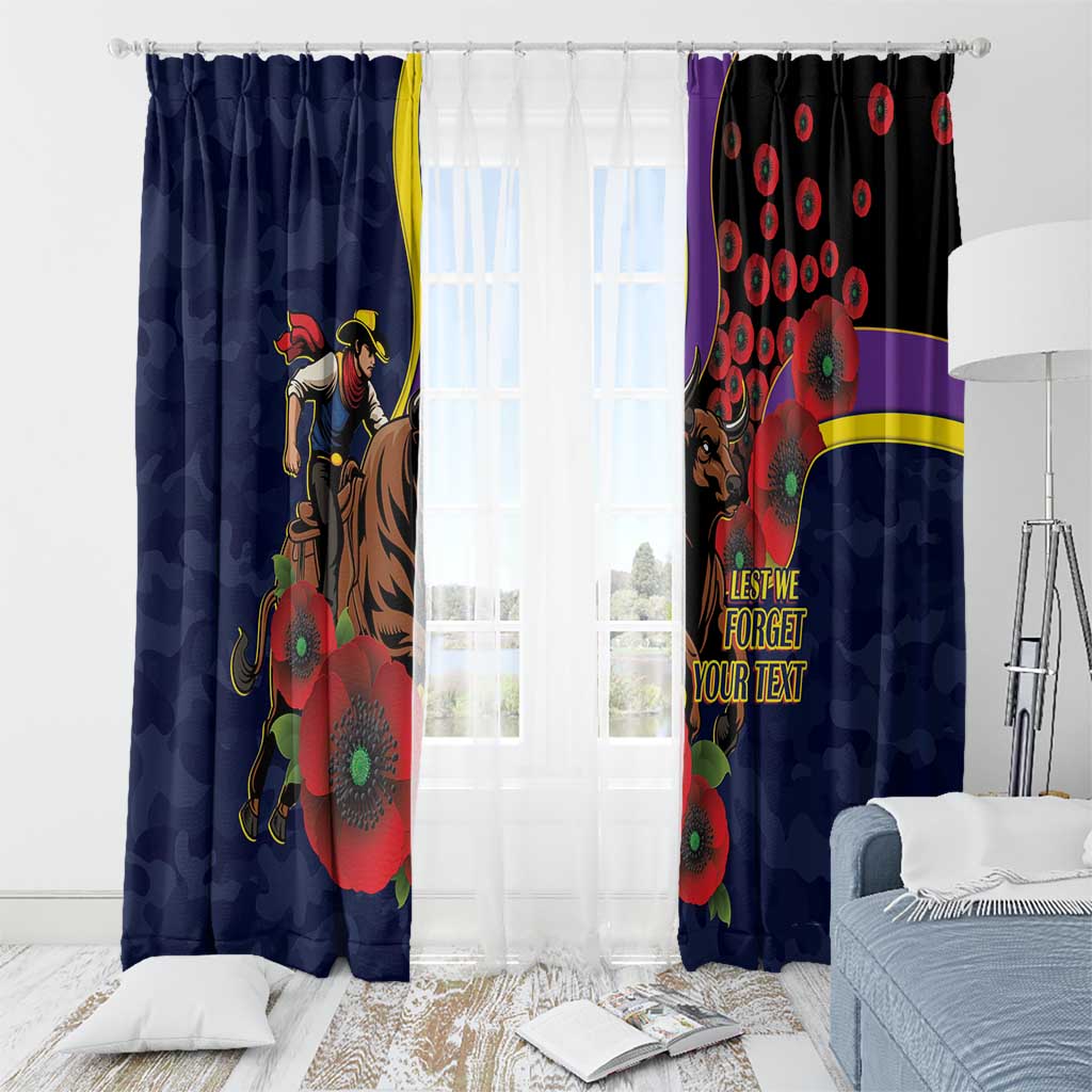 North Queensland Cowboys ANZAC Personalised Window Curtain Lest We Forget Poppy Camo