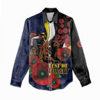 North Queensland Cowboys ANZAC Personalised Women Casual Shirt Lest We Forget Poppy Camo