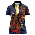 North Queensland Cowboys ANZAC Personalised Women Polo Shirt Lest We Forget Poppy Camo