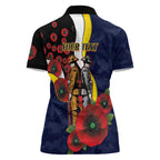 North Queensland Cowboys ANZAC Personalised Women Polo Shirt Lest We Forget Poppy Camo