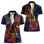 North Queensland Cowboys ANZAC Personalised Women Polo Shirt Lest We Forget Poppy Camo