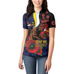 North Queensland Cowboys ANZAC Personalised Women Polo Shirt Lest We Forget Poppy Camo