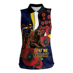 North Queensland Cowboys ANZAC Personalised Women Sleeveless Polo Shirt Lest We Forget Poppy Camo