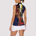 North Queensland Cowboys ANZAC Personalised Women Sleeveless Polo Shirt Lest We Forget Poppy Camo