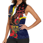 North Queensland Cowboys ANZAC Personalised Women Sleeveless Polo Shirt Lest We Forget Poppy Camo