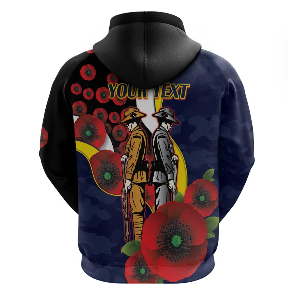 North Queensland Cowboys ANZAC Personalised Zip Hoodie Lest We Forget Poppy Camo