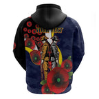 North Queensland Cowboys ANZAC Personalised Zip Hoodie Lest We Forget Poppy Camo