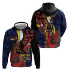 North Queensland Cowboys ANZAC Personalised Zip Hoodie Lest We Forget Poppy Camo