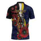 North Queensland Cowboys ANZAC Personalised Zipper Polo Shirt Lest We Forget Poppy Camo