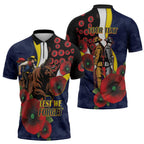 North Queensland Cowboys ANZAC Personalised Zipper Polo Shirt Lest We Forget Poppy Camo