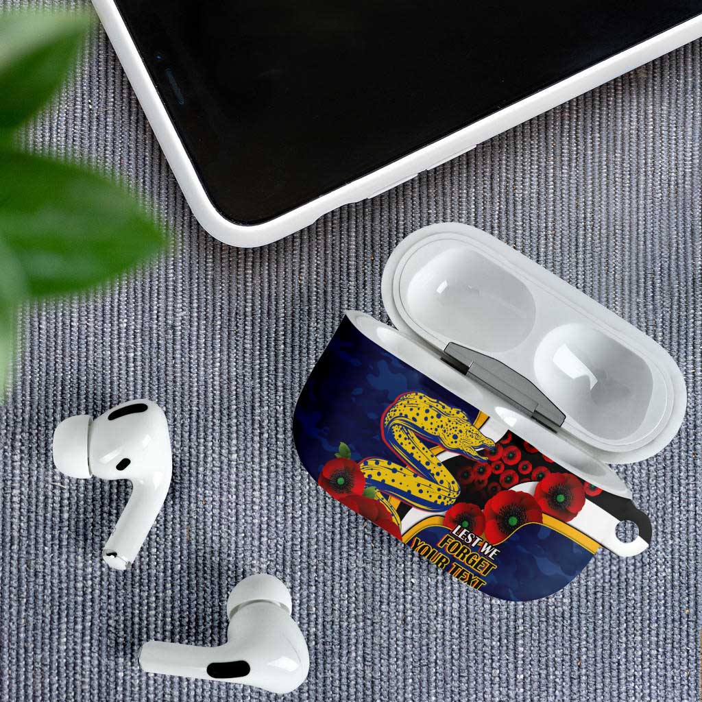 Parramatta Eels ANZAC Personalised AirPods Case Lest We Forget Poppy Camo