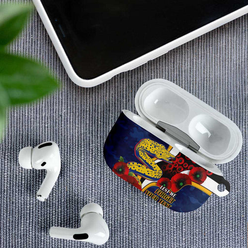 Parramatta Eels ANZAC Personalised AirPods Case Lest We Forget Poppy Camo