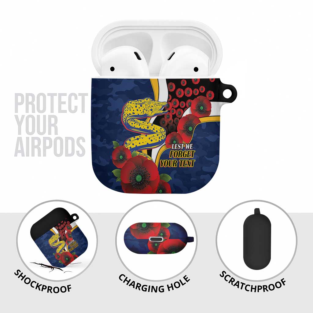Parramatta Eels ANZAC Personalised AirPods Case Lest We Forget Poppy Camo