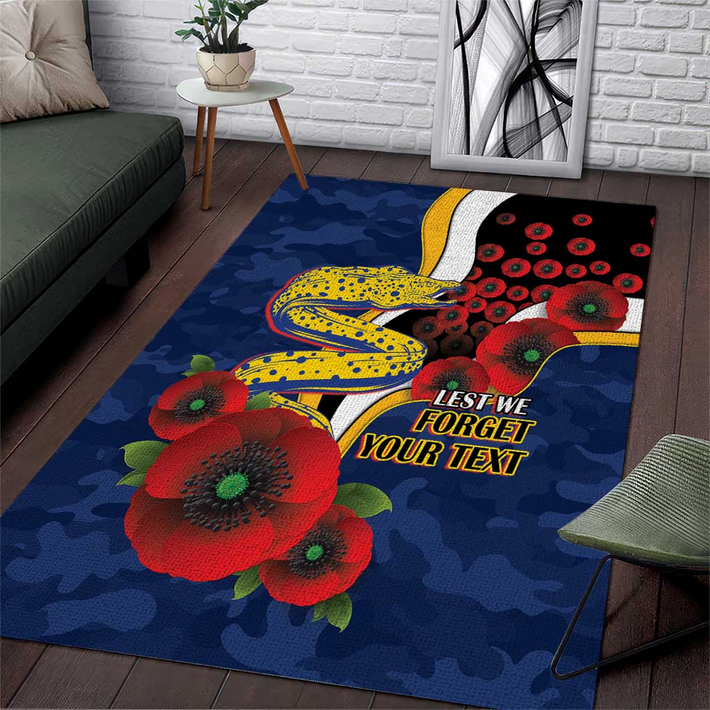 Parramatta Eels ANZAC Personalised Area Rug Lest We Forget Poppy Camo