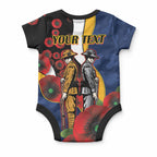 Parramatta Eels ANZAC Personalised Baby Onesie Lest We Forget Poppy Camo