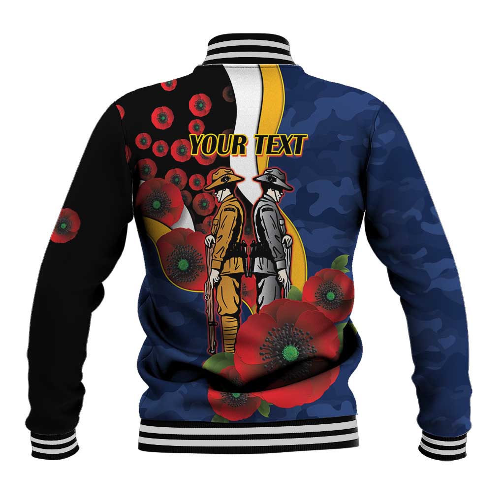 Parramatta Eels ANZAC Personalised Baseball Jacket Lest We Forget Poppy Camo