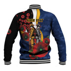 Parramatta Eels ANZAC Personalised Baseball Jacket Lest We Forget Poppy Camo