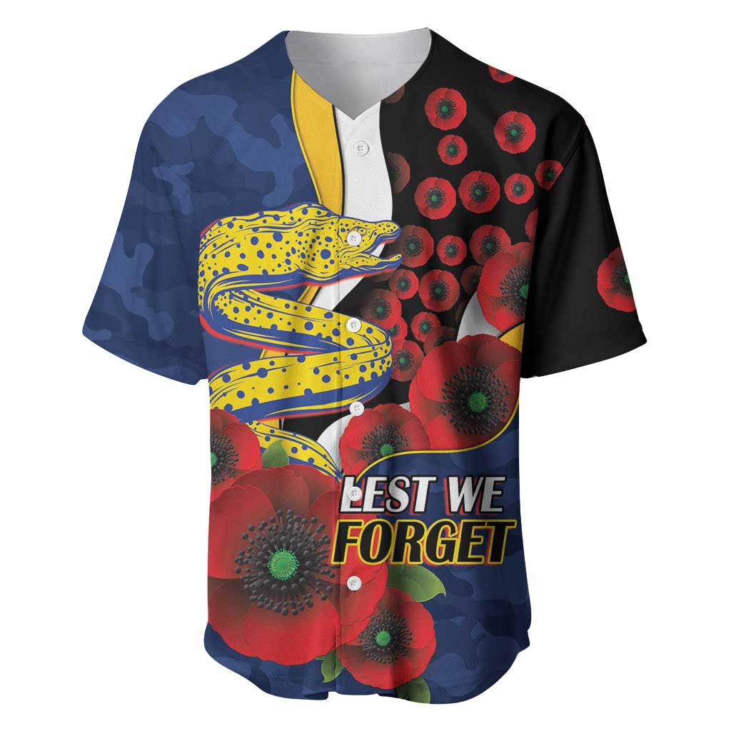 Parramatta Eels ANZAC Personalised Baseball Jersey Lest We Forget Poppy Camo