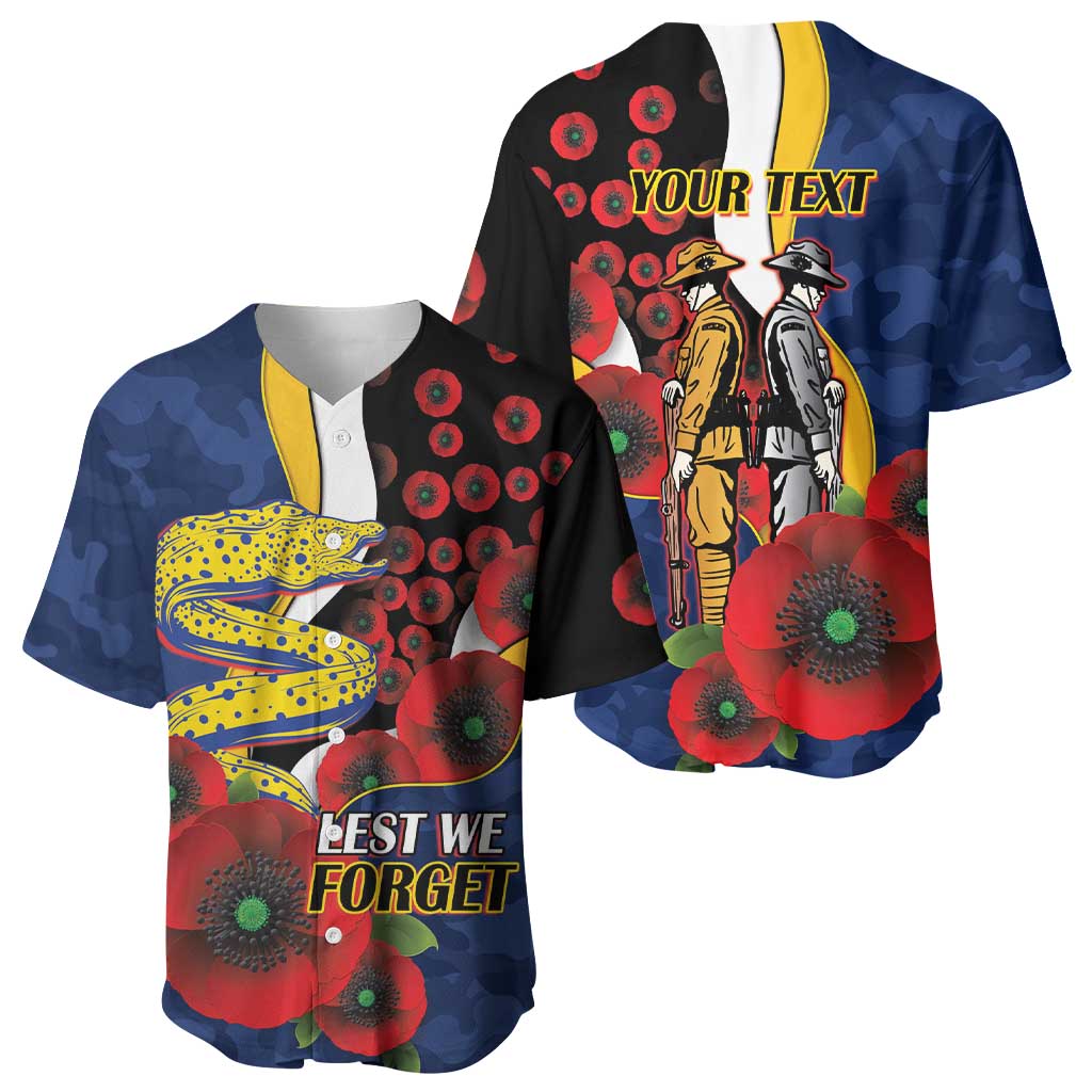 Parramatta Eels ANZAC Personalised Baseball Jersey Lest We Forget Poppy Camo