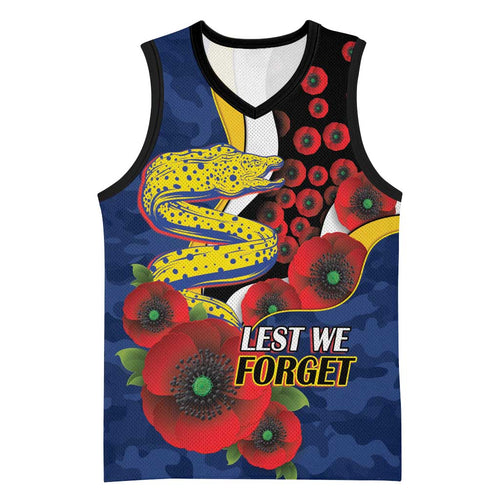 Parramatta Eels ANZAC Personalised Basketball Jersey Lest We Forget Poppy Camo