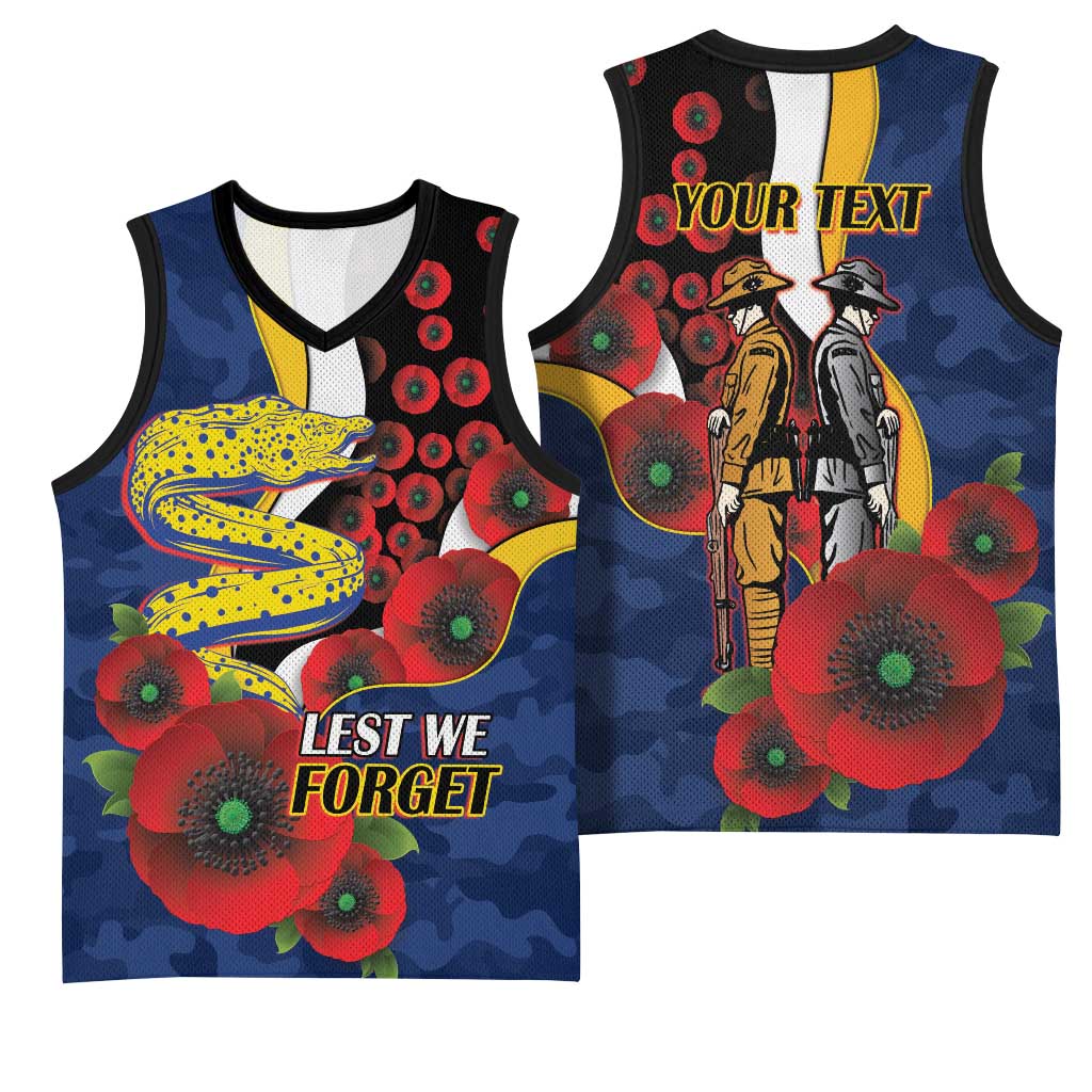 Parramatta Eels ANZAC Personalised Basketball Jersey Lest We Forget Poppy Camo