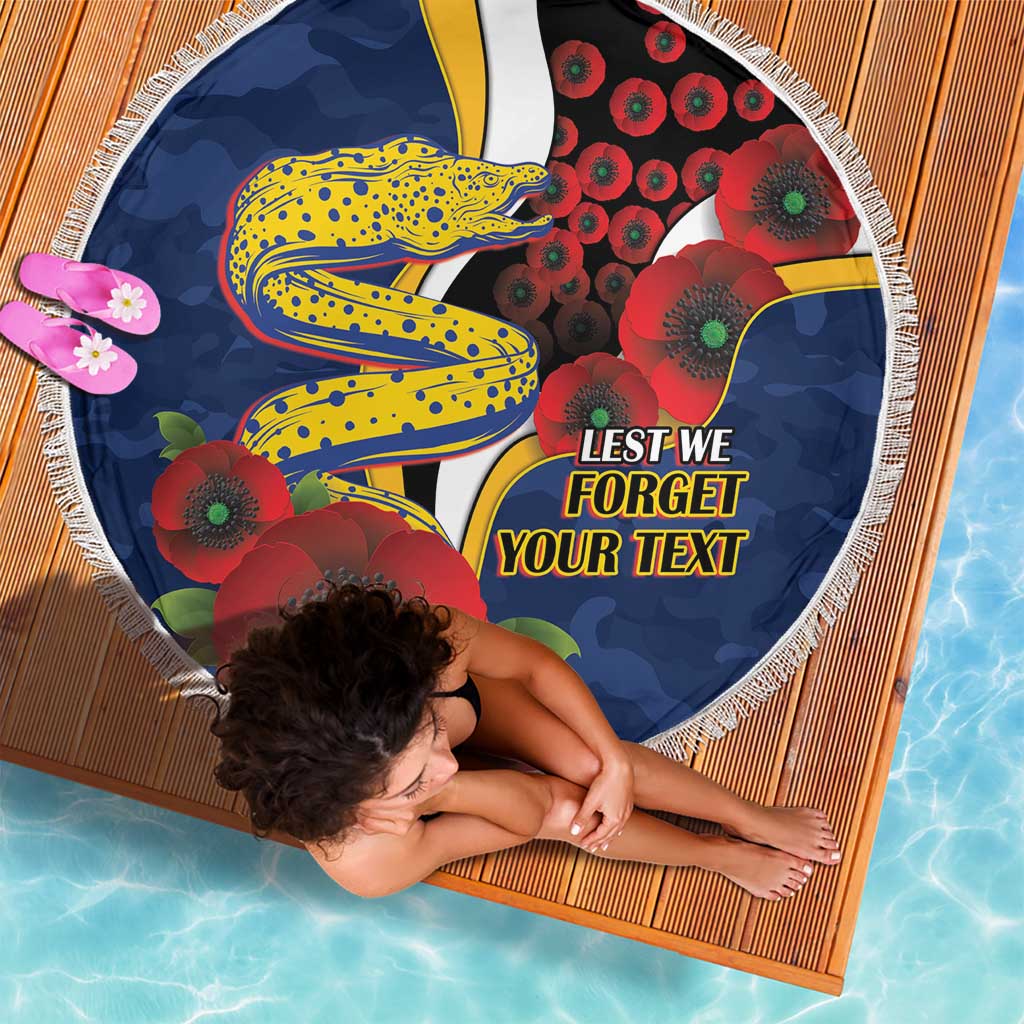 Parramatta Eels ANZAC Personalised Beach Blanket Lest We Forget Poppy Camo
