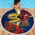 Parramatta Eels ANZAC Personalised Beach Blanket Lest We Forget Poppy Camo