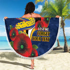 Parramatta Eels ANZAC Personalised Beach Blanket Lest We Forget Poppy Camo