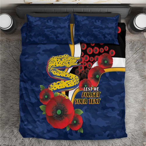 Parramatta Eels ANZAC Personalised Bedding Set Lest We Forget Poppy Camo