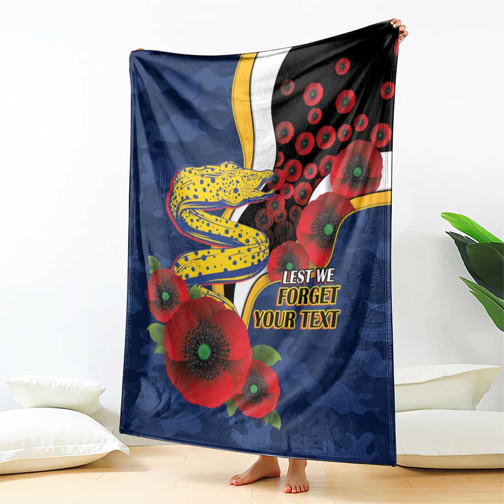 Parramatta Eels ANZAC Personalised Blanket Lest We Forget Poppy Camo
