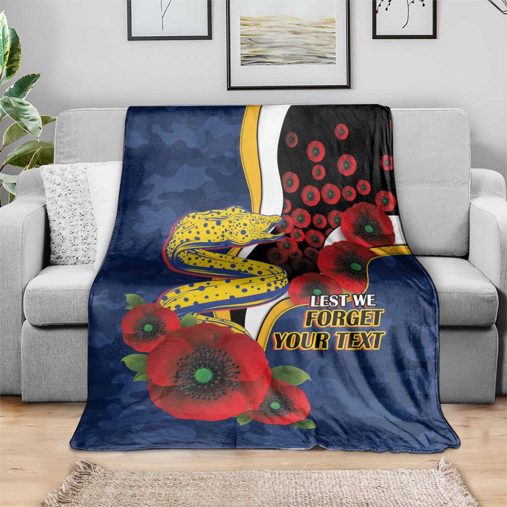 Parramatta Eels ANZAC Personalised Blanket Lest We Forget Poppy Camo