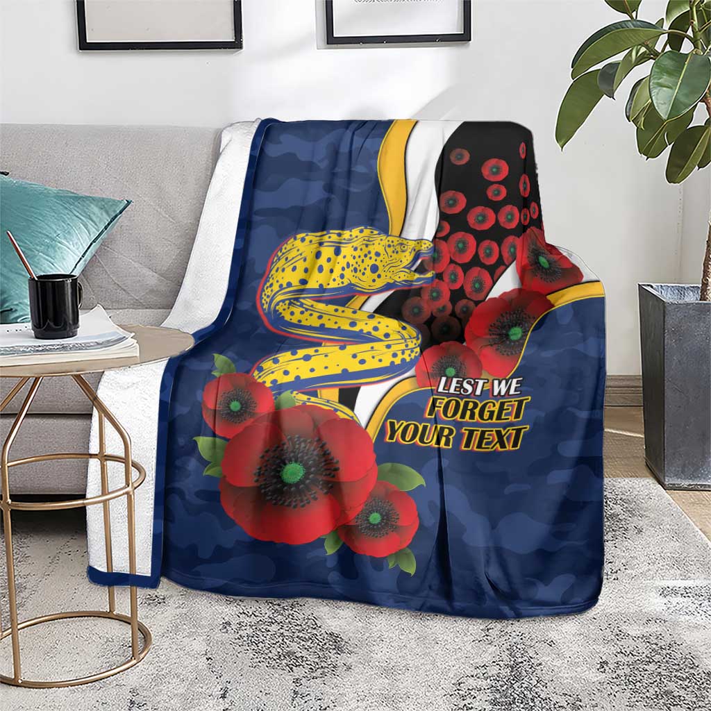 Parramatta Eels ANZAC Personalised Blanket Lest We Forget Poppy Camo