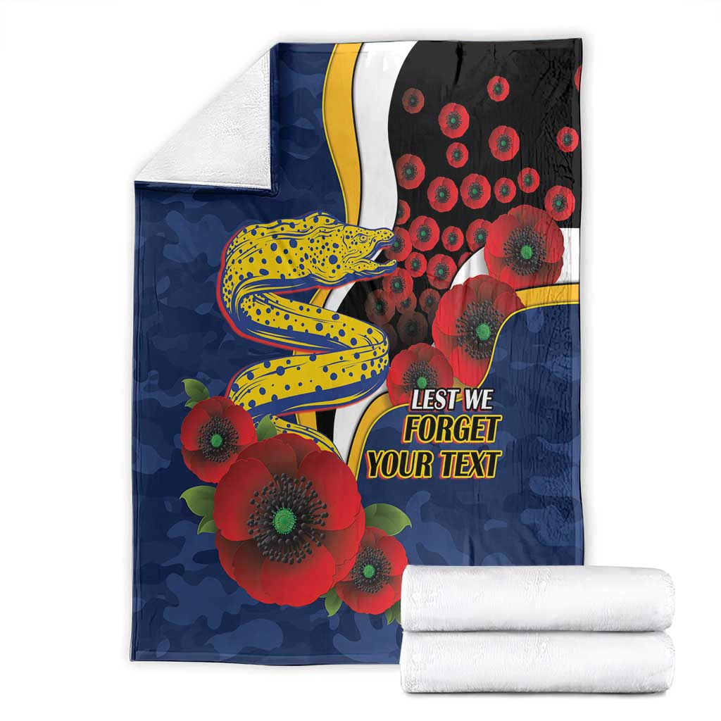 Parramatta Eels ANZAC Personalised Blanket Lest We Forget Poppy Camo