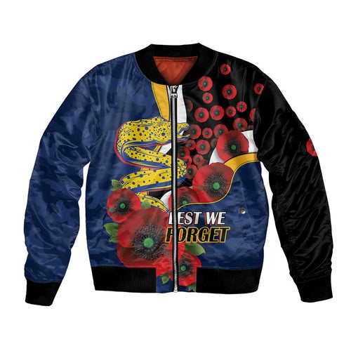 Parramatta Eels ANZAC Personalised Bomber Jacket Lest We Forget Poppy Camo