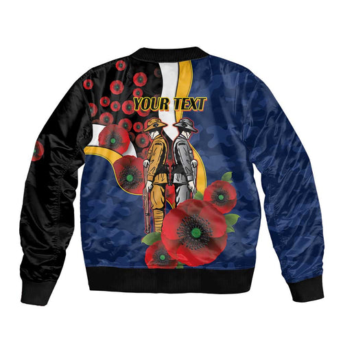 Parramatta Eels ANZAC Personalised Bomber Jacket Lest We Forget Poppy Camo