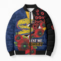 Parramatta Eels ANZAC Personalised Bomber Puffer Jacket Lest We Forget Poppy Camo
