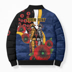 Parramatta Eels ANZAC Personalised Bomber Puffer Jacket Lest We Forget Poppy Camo