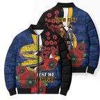 Parramatta Eels ANZAC Personalised Bomber Puffer Jacket Lest We Forget Poppy Camo