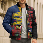 Parramatta Eels ANZAC Personalised Bomber Puffer Jacket Lest We Forget Poppy Camo