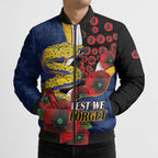 Parramatta Eels ANZAC Personalised Bomber Puffer Jacket Lest We Forget Poppy Camo