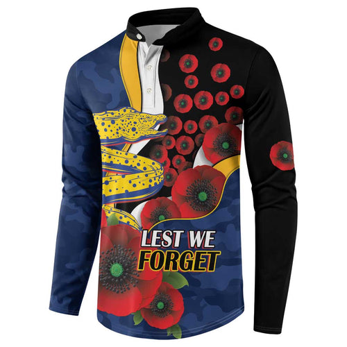 Parramatta Eels ANZAC Personalised Button Sweatshirt Lest We Forget Poppy Camo