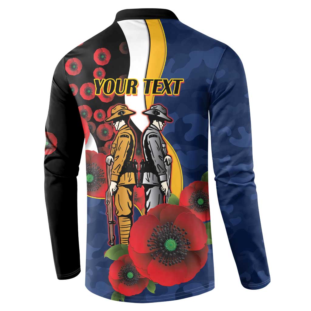Parramatta Eels ANZAC Personalised Button Sweatshirt Lest We Forget Poppy Camo