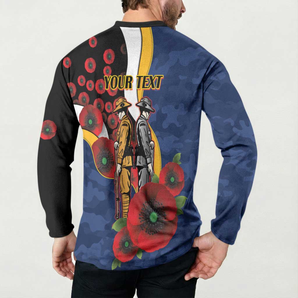 Parramatta Eels ANZAC Personalised Button Sweatshirt Lest We Forget Poppy Camo