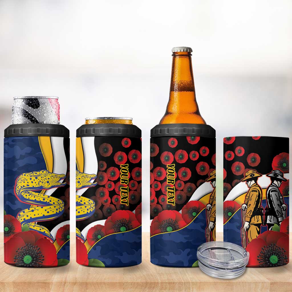 Parramatta Eels ANZAC Personalised 4 in 1 Can Cooler Tumbler Lest We Forget Poppy Camo